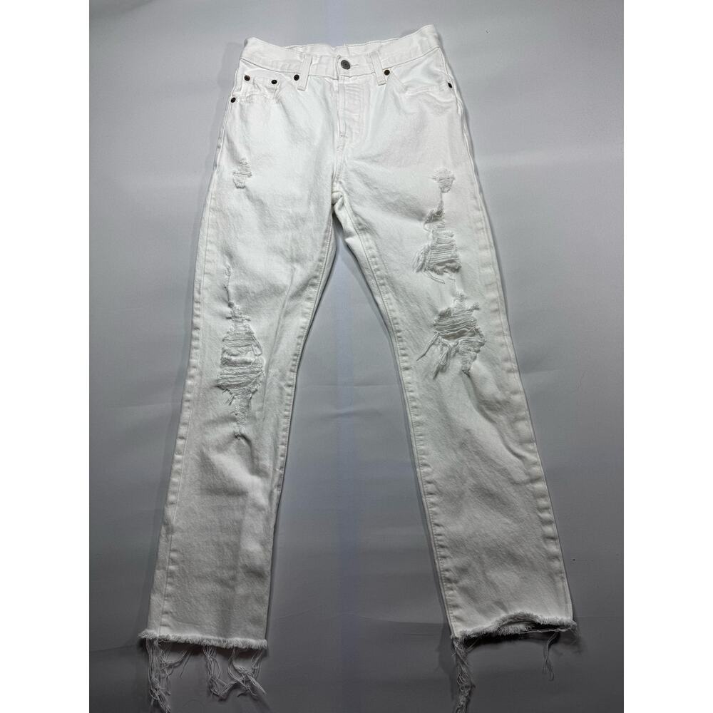 Levi's 501‎ Women's Button Fly Straight Leg White  Jeans - Size 25x28*